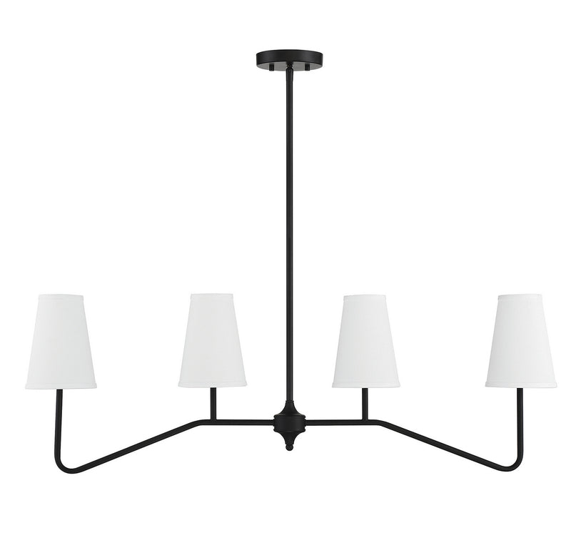 Meridian M10078MBK Four Light Linear Chandelier, Matte Black