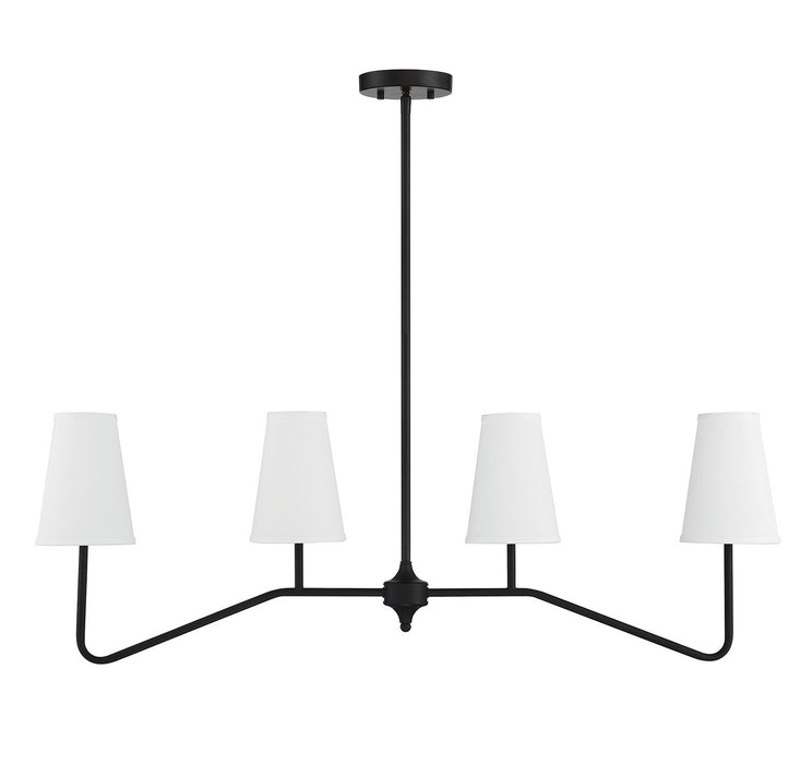 Meridian M10078MBK Four Light Linear Chandelier, Matte Black