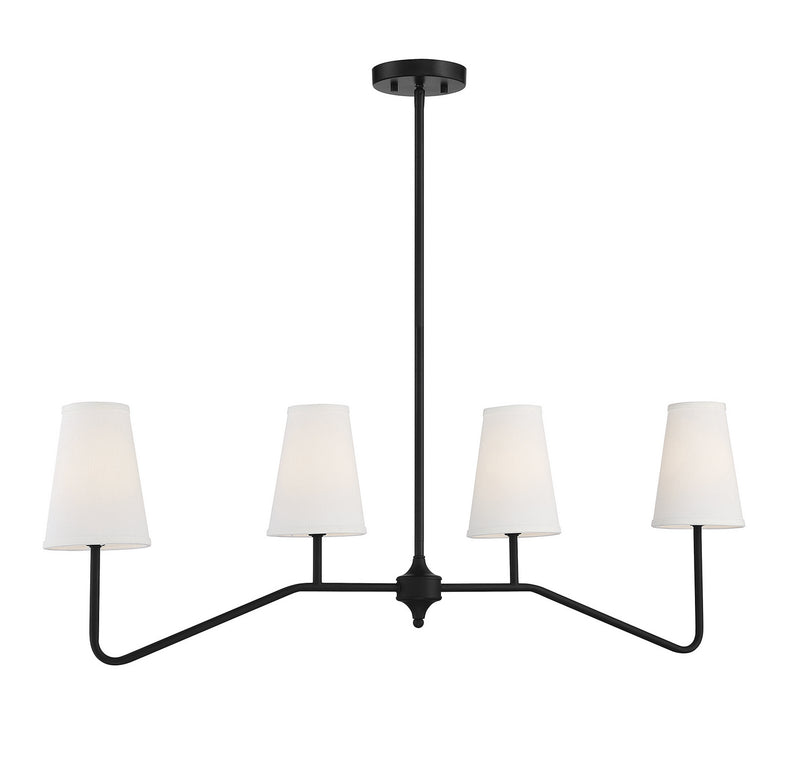 Meridian M10078MBK Four Light Linear Chandelier, Matte Black