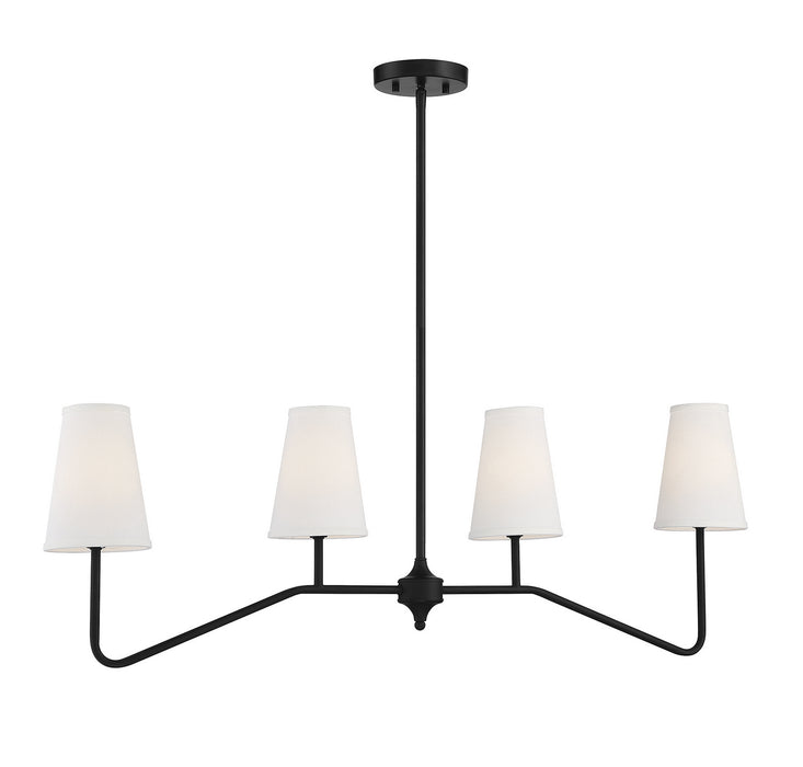 Meridian M10078MBK Four Light Linear Chandelier, Matte Black