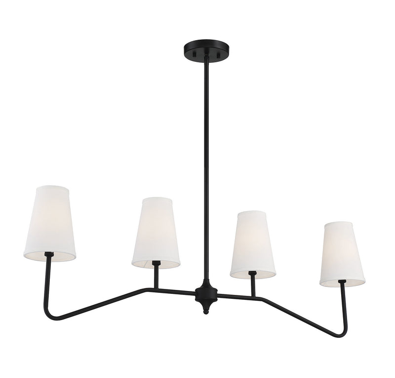 Meridian M10078MBK Four Light Linear Chandelier, Matte Black