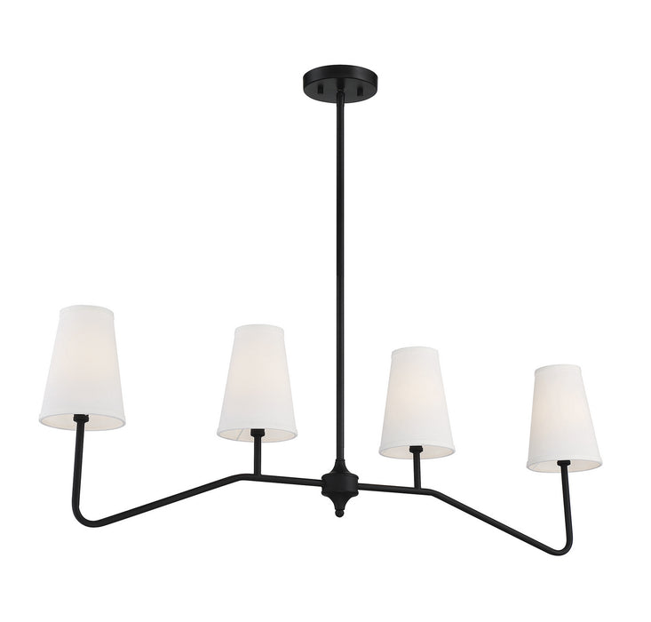 Meridian M10078MBK Four Light Linear Chandelier, Matte Black
