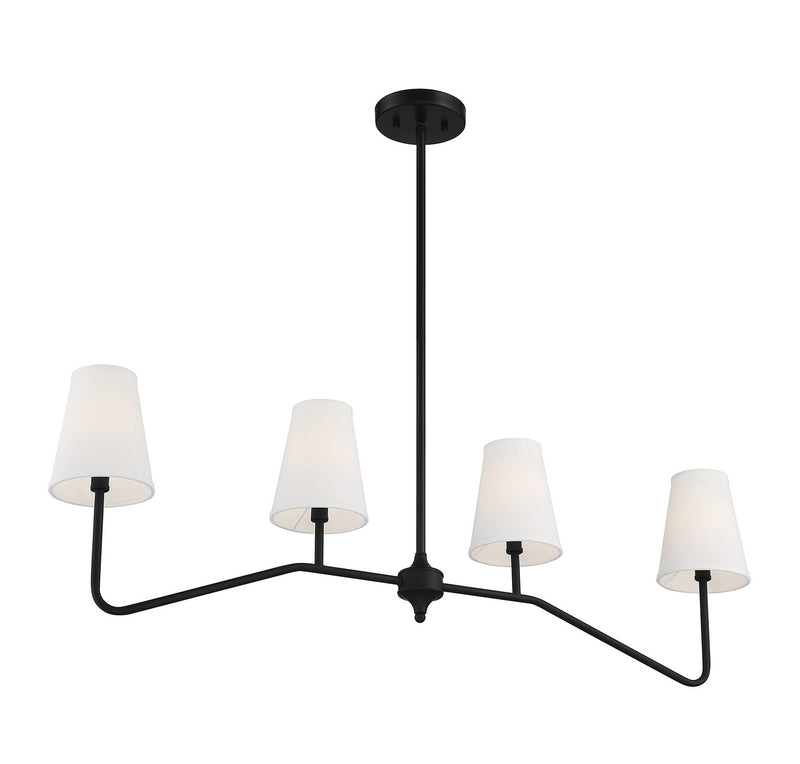 Meridian M10078MBK Four Light Linear Chandelier, Matte Black