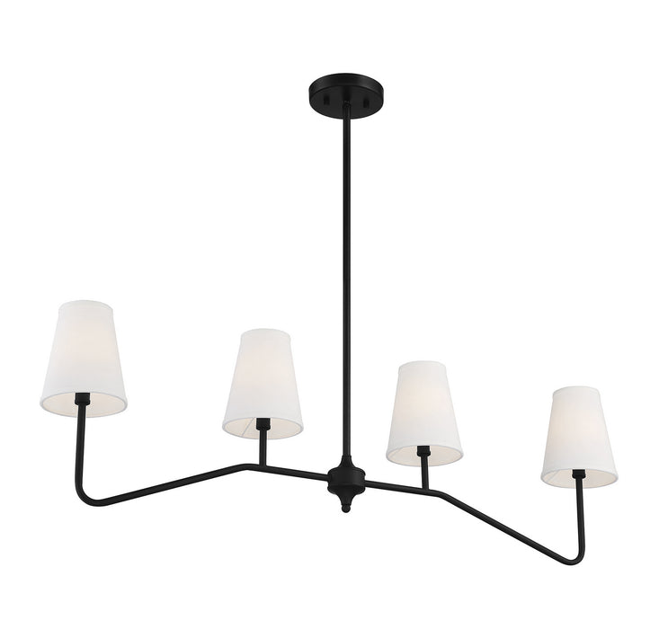 Meridian M10078MBK Four Light Linear Chandelier, Matte Black