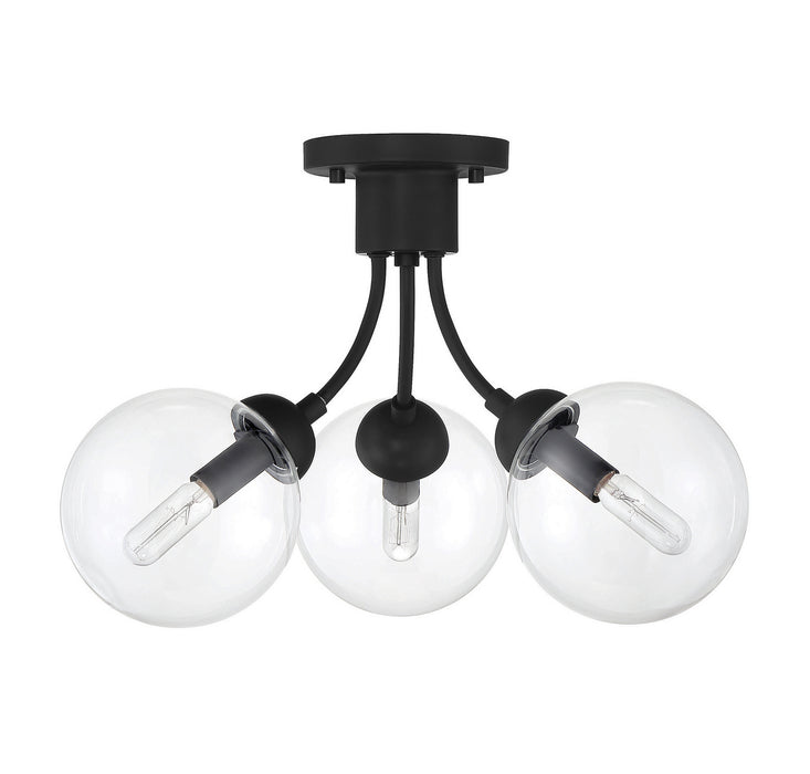 Meridian M60060MBK Three Light Semi-Flush Mount, Matte Black