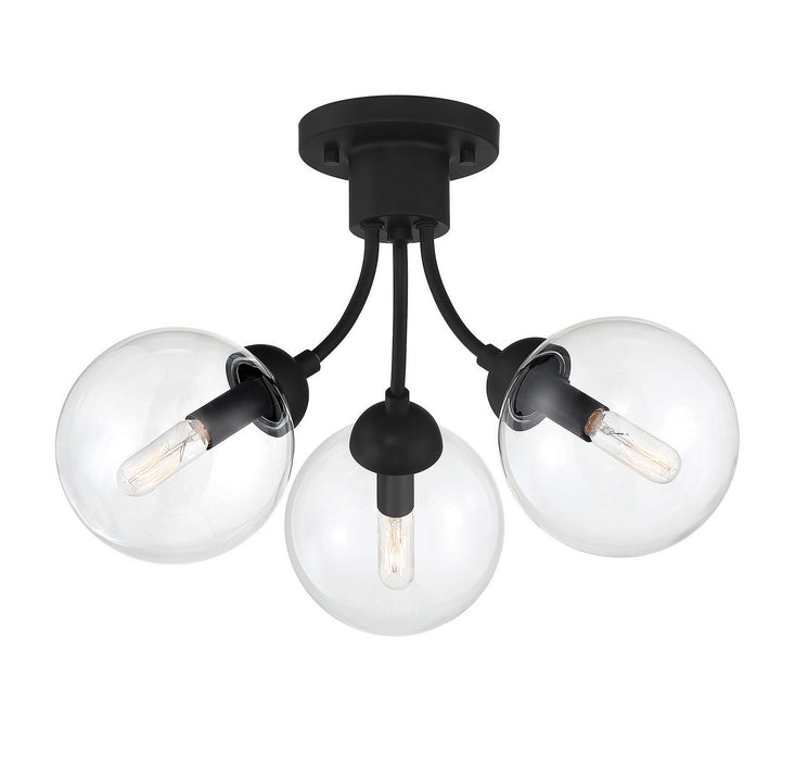 Meridian M60060MBK Three Light Semi-Flush Mount, Matte Black