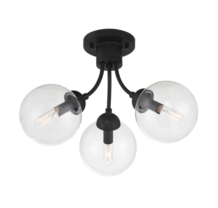 Meridian M60060MBK Three Light Semi-Flush Mount, Matte Black