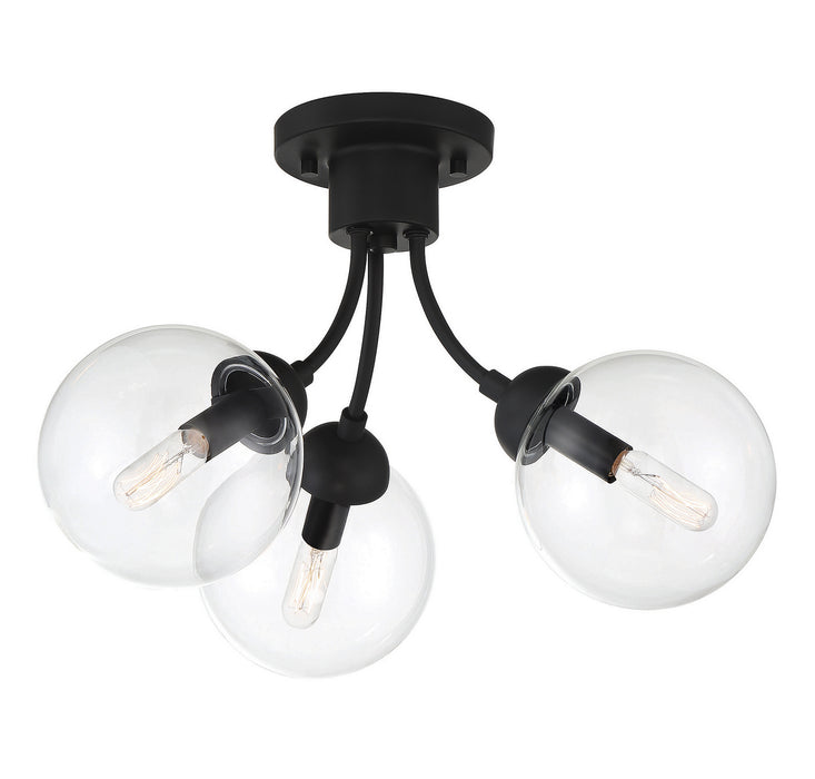 Meridian M60060MBK Three Light Semi-Flush Mount, Matte Black