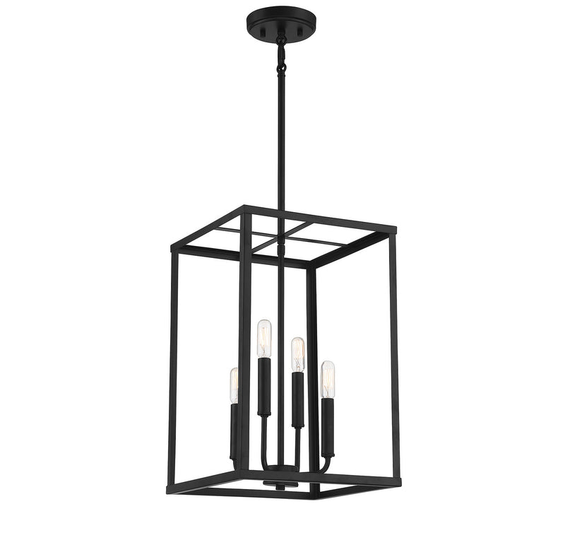 Meridian M30008MBK Four Light Pendant, Matte Black