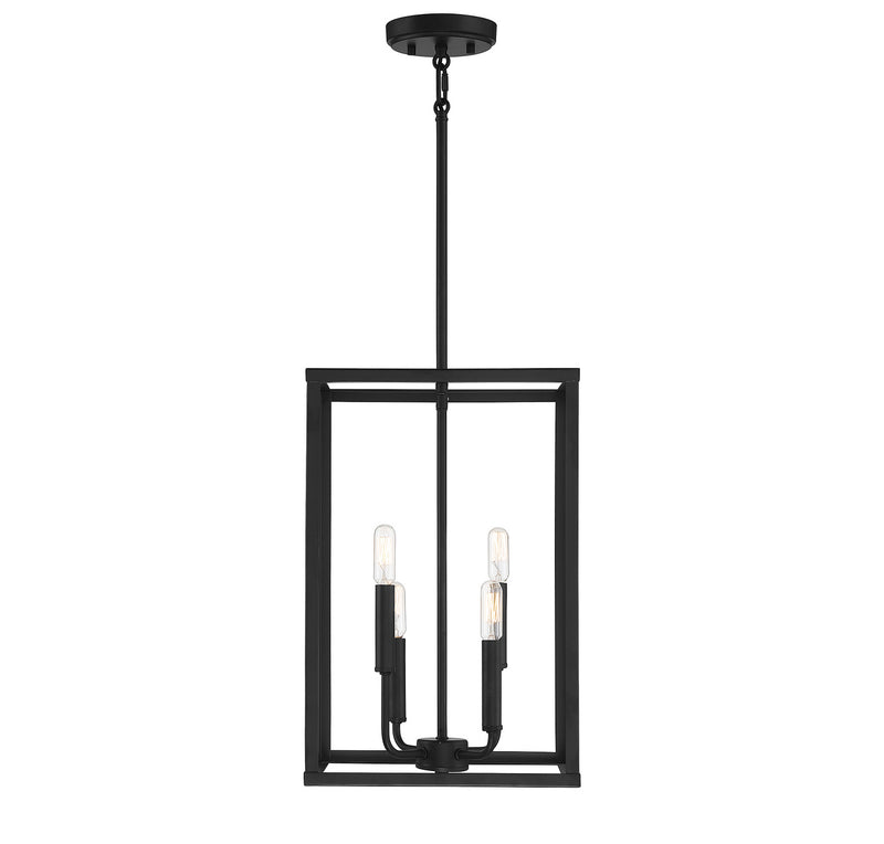 Meridian M30008MBK Four Light Pendant, Matte Black