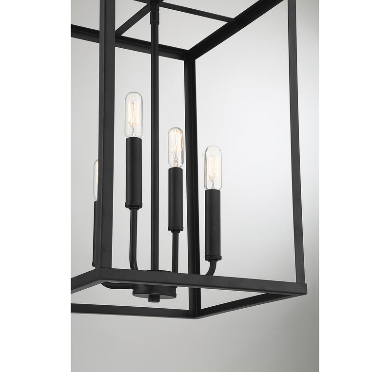 Meridian M30008MBK Four Light Pendant, Matte Black