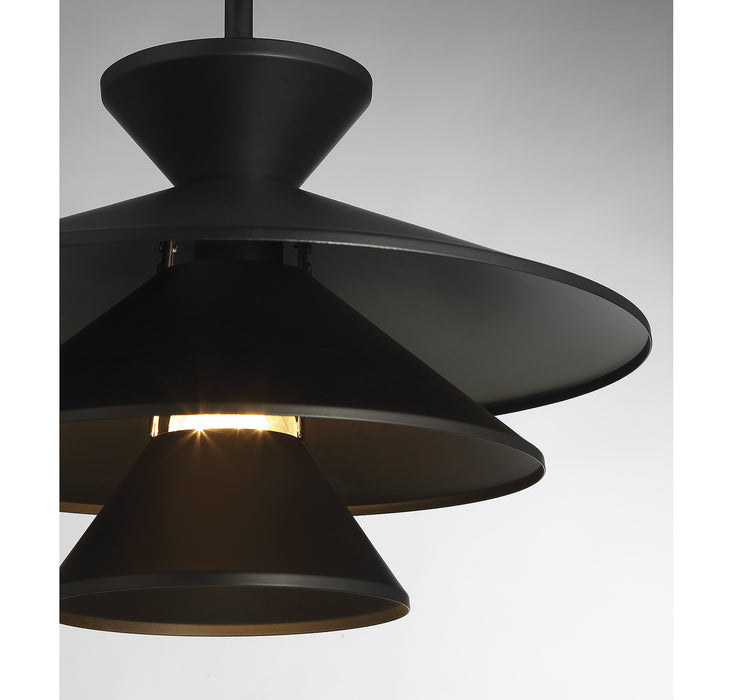 Meridian M70096MBK One Light Pendant, Matte Black