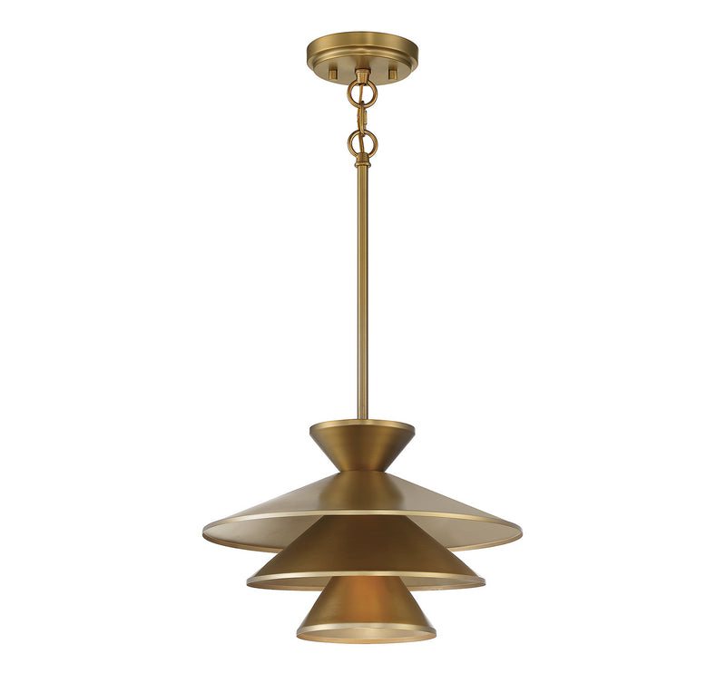 Meridian M70096NB One Light Pendant, Natural Brass