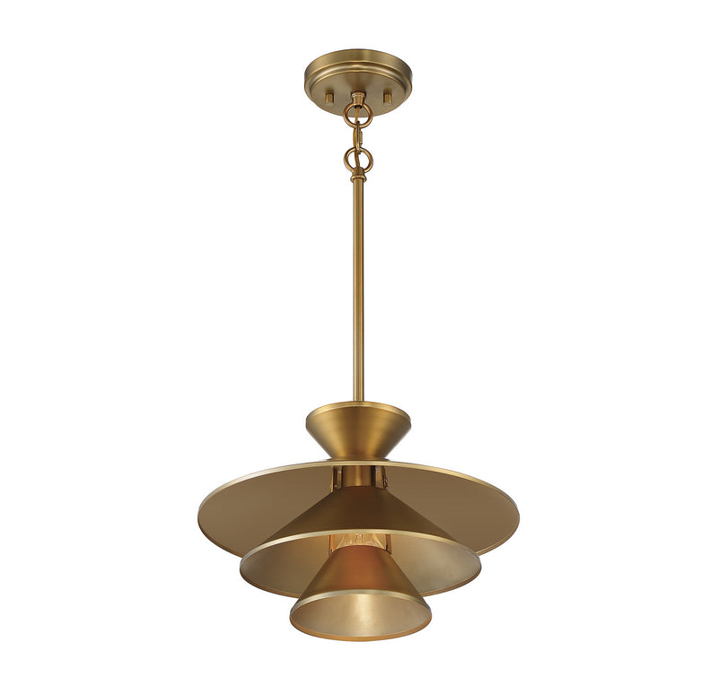 Meridian M70096NB One Light Pendant, Natural Brass