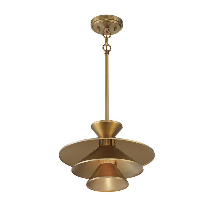 Meridian M70096NB One Light Pendant, Natural Brass