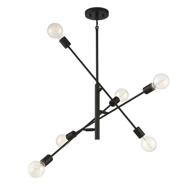 Meridian M10084MBK Six Light Chandelier, Matte Black