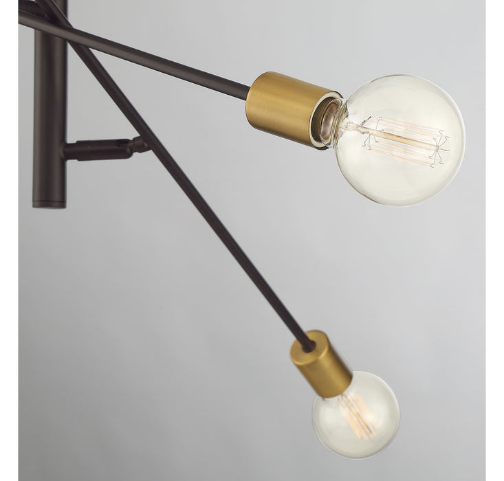 Meridian M10084ORBNB Six Light Chandelier, Oil Rubbed Bronze with Natural Brass