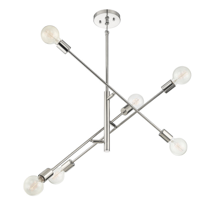 Meridian M10084PN Six Light Chandelier, Polished Nickel
