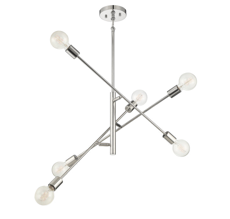 Meridian M10084PN Six Light Chandelier, Polished Nickel