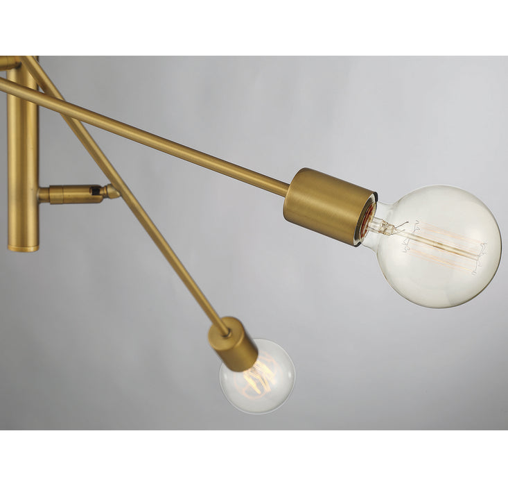 Meridian M10084NB Six Light Chandelier, Natural Brass