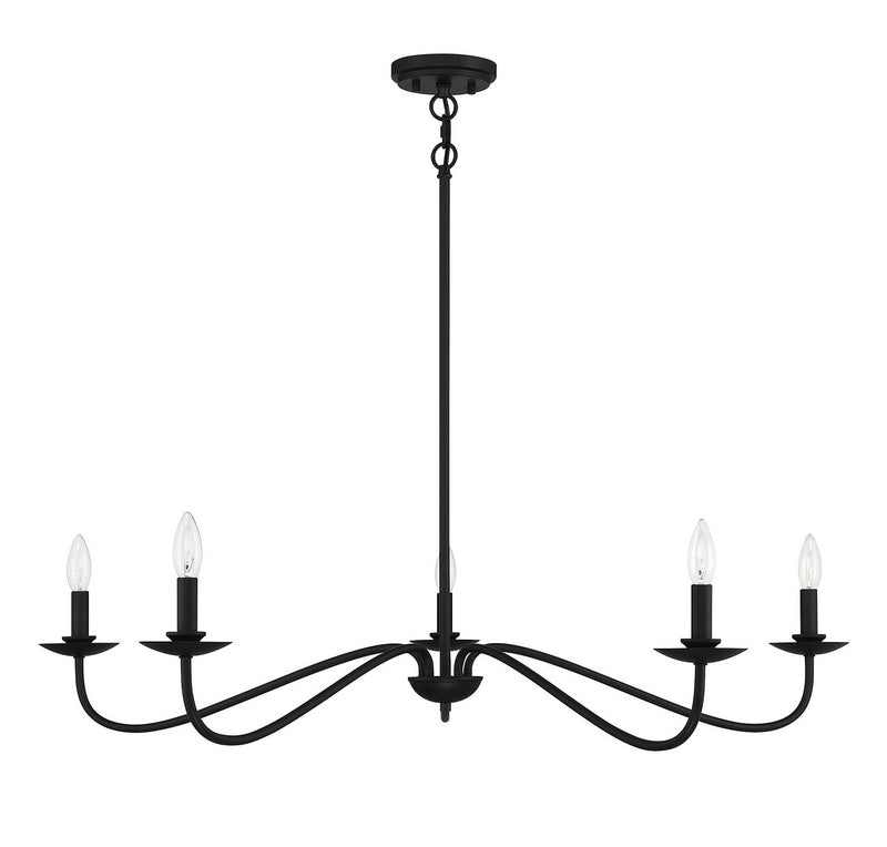 Meridian M10085MBK Five Light Chandelier, Matte Black