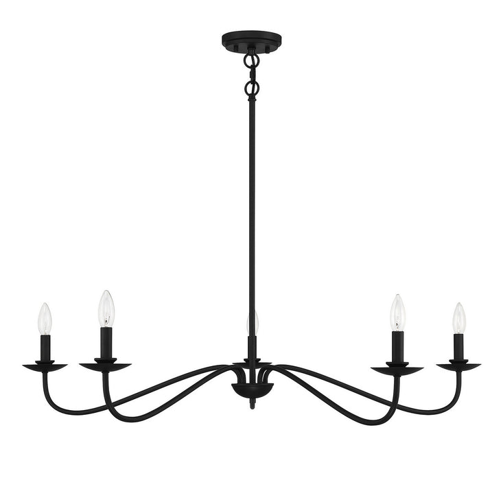 Meridian M10085MBK Five Light Chandelier, Matte Black