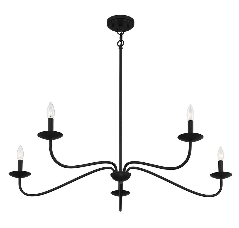 Meridian M10085MBK Five Light Chandelier, Matte Black