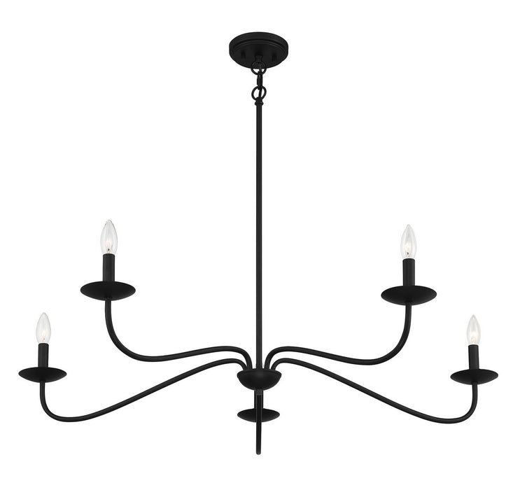 Meridian M10085MBK Five Light Chandelier, Matte Black