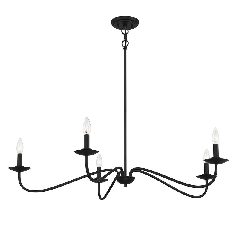 Meridian M10085MBK Five Light Chandelier, Matte Black