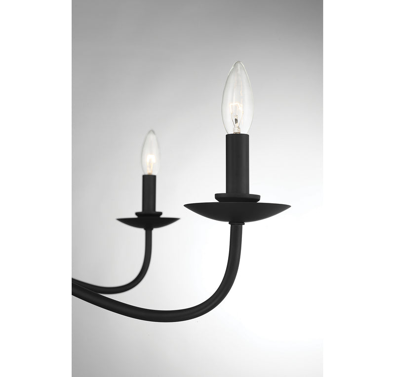 Meridian M10085MBK Five Light Chandelier, Matte Black