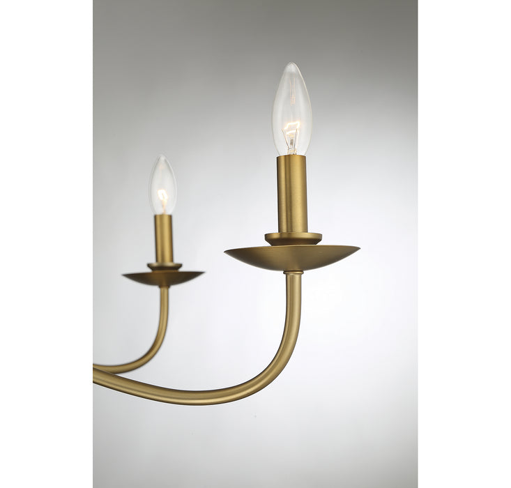 Meridian M10085NB Five Light Chandelier, Natural Brass