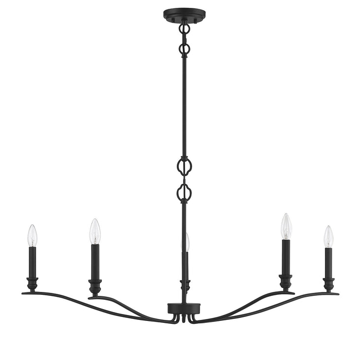 Meridian M10086MBK Five Light Chandelier, Matte Black
