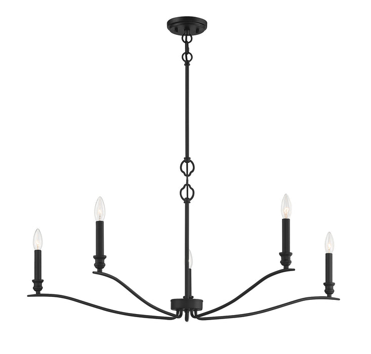 Meridian M10086MBK Five Light Chandelier, Matte Black
