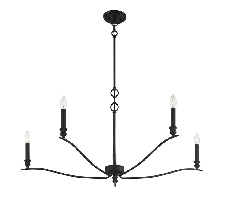 Meridian M10086MBK Five Light Chandelier, Matte Black