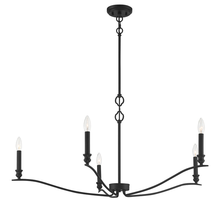 Meridian M10086MBK Five Light Chandelier, Matte Black