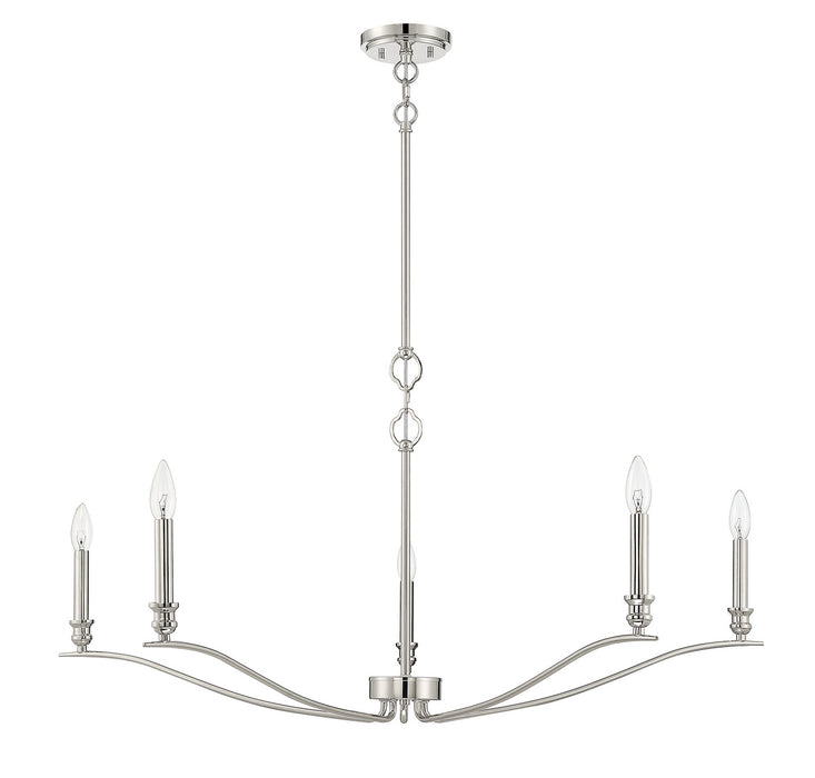 Meridian M10086PN Five Light Chandelier, Polished Nickel
