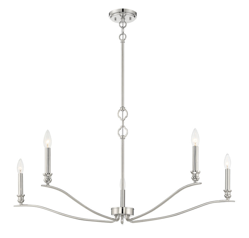 Meridian M10086PN Five Light Chandelier, Polished Nickel