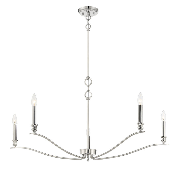 Meridian M10086PN Five Light Chandelier, Polished Nickel