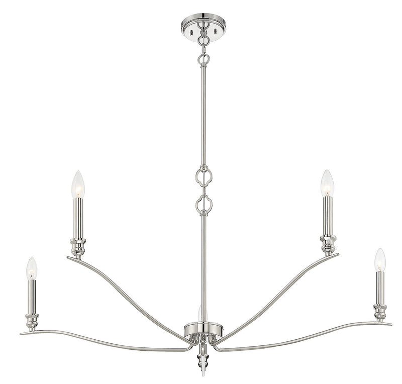 Meridian M10086PN Five Light Chandelier, Polished Nickel