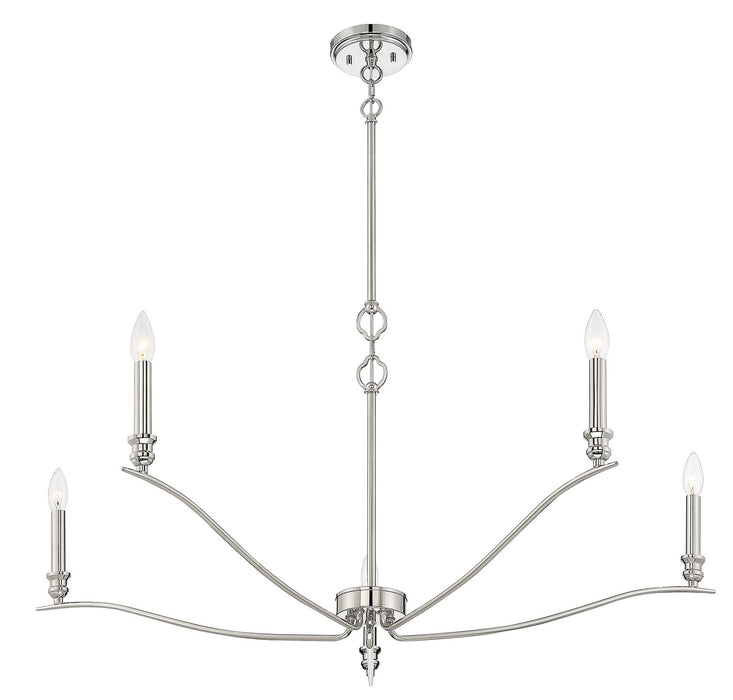 Meridian M10086PN Five Light Chandelier, Polished Nickel