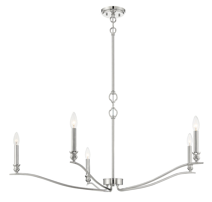 Meridian M10086PN Five Light Chandelier, Polished Nickel