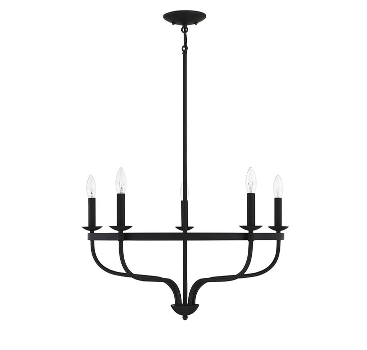 Meridian M10087MBK Five Light Chandelier, Matte Black