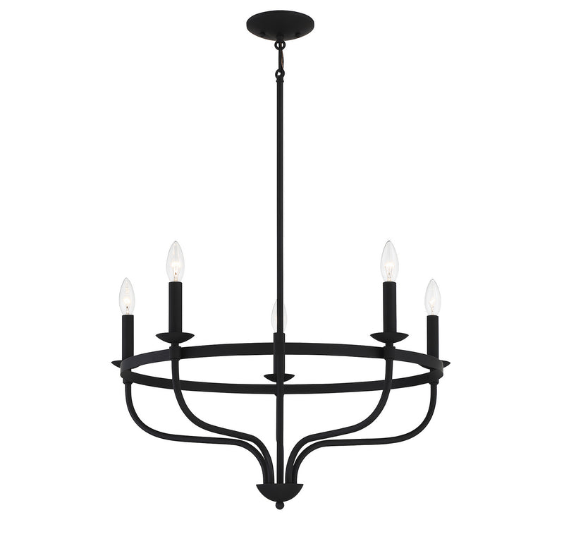 Meridian M10087MBK Five Light Chandelier, Matte Black