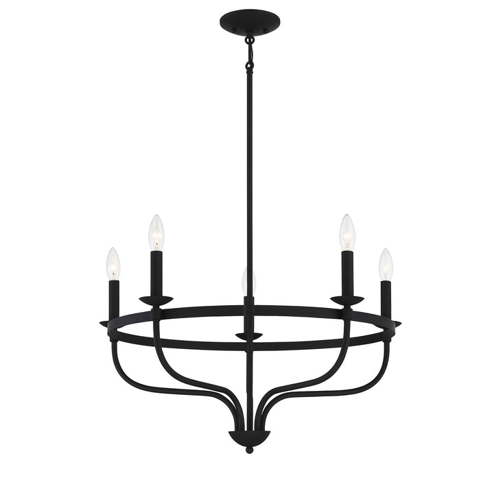 Meridian M10087MBK Five Light Chandelier, Matte Black
