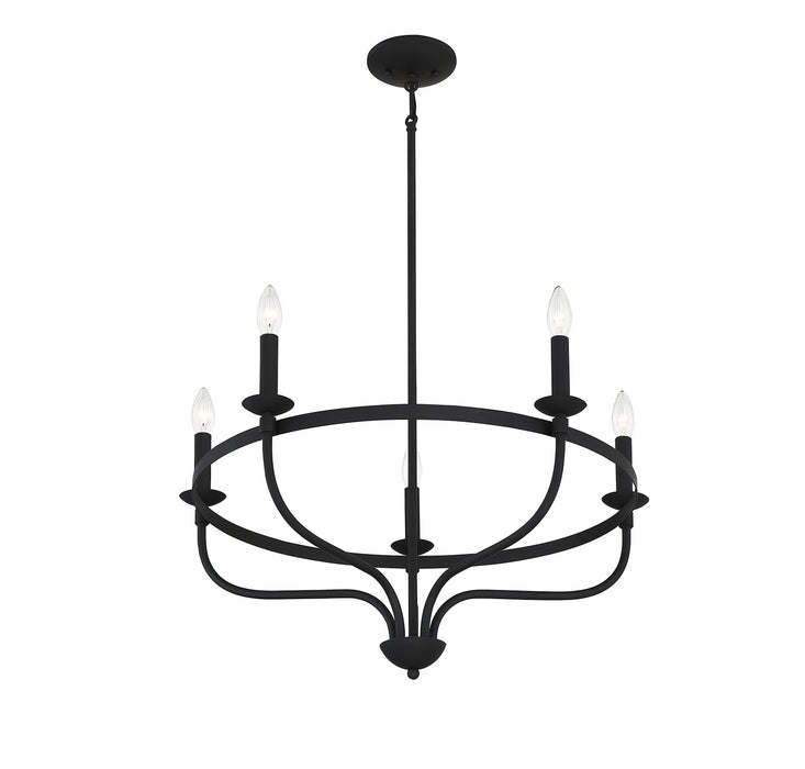 Meridian M10087MBK Five Light Chandelier, Matte Black