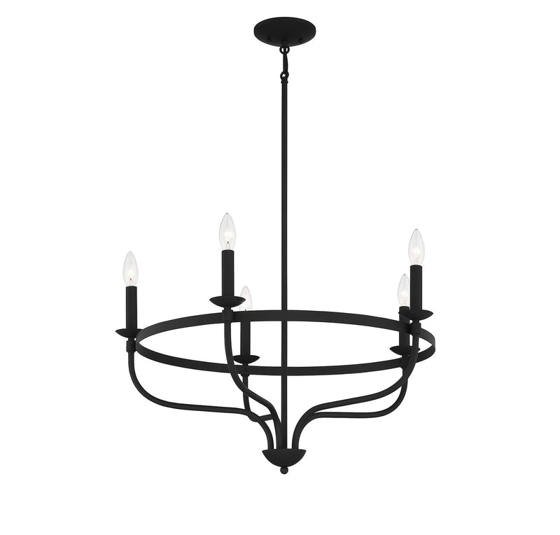 Meridian M10087MBK Five Light Chandelier, Matte Black