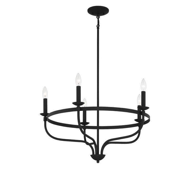 Meridian M10087MBK Five Light Chandelier, Matte Black