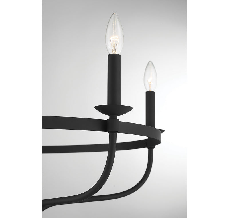Meridian M10087MBK Five Light Chandelier, Matte Black