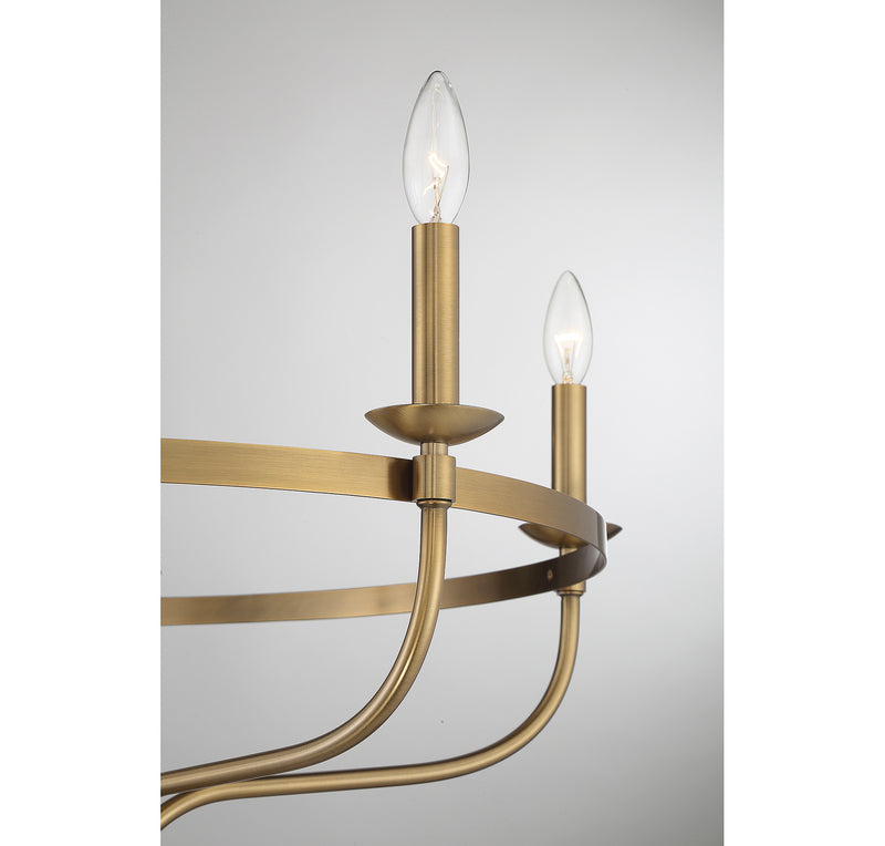 Meridian M10087NB Five Light Chandelier, Natural Brass
