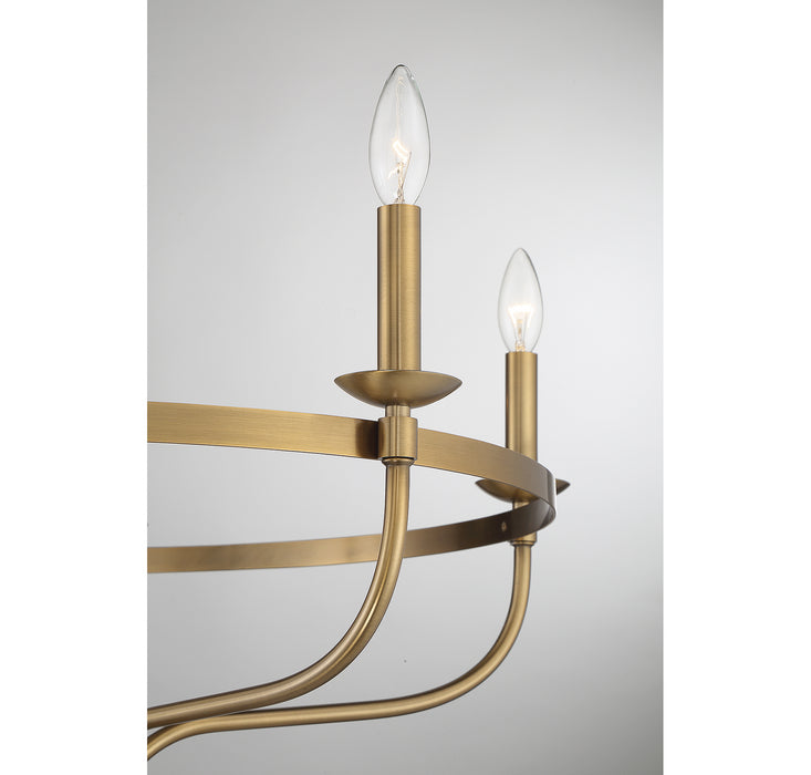 Meridian M10087NB Five Light Chandelier, Natural Brass